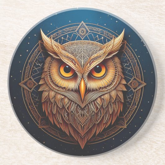 Golden Geometric Owl Getränkeuntersetzer (Vorne)
