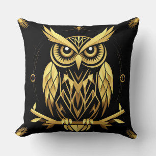 Golden Geometric Owl Illustration Kissen