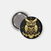Golden Geometric Owl Illustration Magnet (Vorderseite/Rückseite)