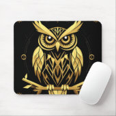 Golden Geometric Owl Illustration Mousepad (Mit Mouse)