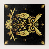 Golden Geometric Owl Illustration Puzzle (Horizontal)