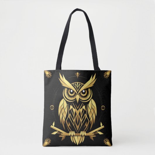 Golden Geometric Owl Illustration Tasche (Vorderseite)