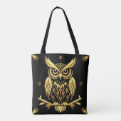 Golden Geometric Owl Illustration Tasche (Rückseite)