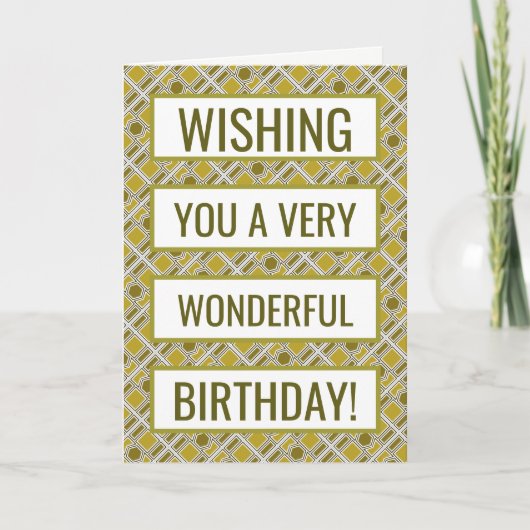 Golden Geometric Pattern, Modern Birthday Karte (Vorderseite)
