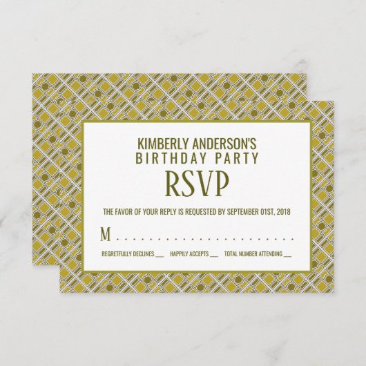 Golden Geometric Pattern, Modern Birthday UAWG Einladung (Vorne/Hinten)