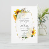 Golden Geometric Sunflowers QR Code UAWG Wedding Einladung (Stehend Vorderseite)