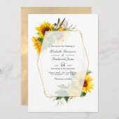 Golden Geometric Sunflowers QR Code UAWG Wedding Einladung (Vorne/Hinten)