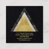 Golden Geometric Triangle Simulator Foil Glitzer Quadratische Visitenkarte (Rückseite)