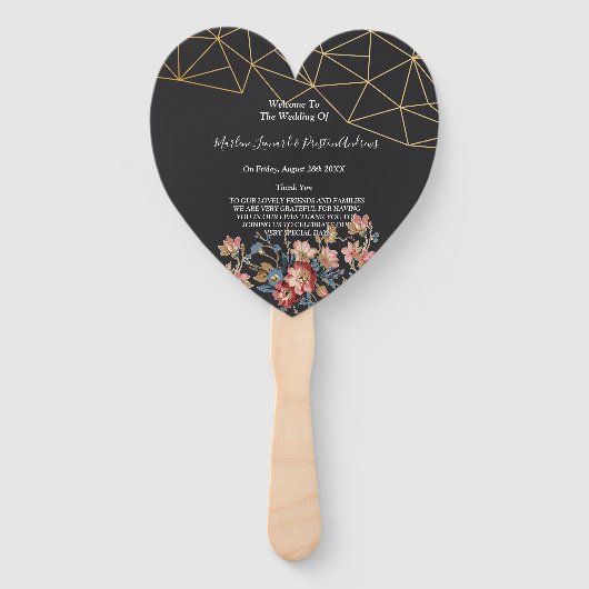 Golden Geometric Wedding Program Fächer (Vorderseite)