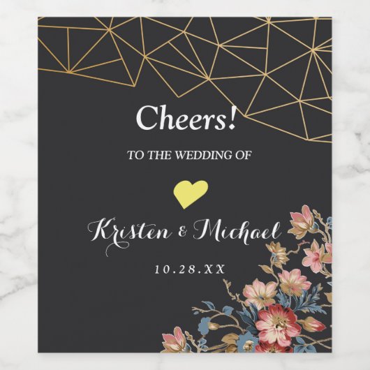 Golden Geometric Weinetikett (Einzelnes Label)