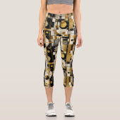 Golden Geometrie: Modernes Abstraktes Muster Capri Leggings (Vorderseite)