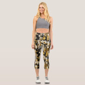 Golden Geometrie: Modernes Abstraktes Muster Capri Leggings (Vorderseite)