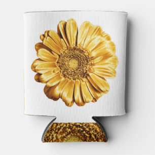 Golden Gerbera, Metallische Blüteneleganz. Dosenkühler