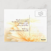 Golden Gerbera Wedding Foto Vielen Dank Postkarte (Rückseite)