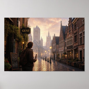 Golden Ghent Kopfsteinpflaster Reverie Poster