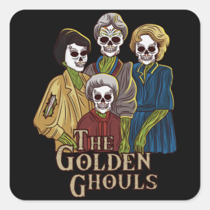 Golden Ghouls Funny Halloween Horror Männer Frauen Quadratischer Aufkleber