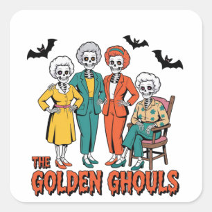 Golden Ghouls Girls' Halloween Quadratischer Aufkleber