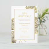 Golden Gingko Biloba Leaf zum 50. Hochzeitstag Einladung (Stehend Vorderseite)