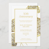 Golden Gingko Biloba Leaf zum 50. Hochzeitstag Einladung (Vorne/Hinten)