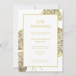 Golden Gingko Biloba Leaf zum 50. Hochzeitstag Einladung