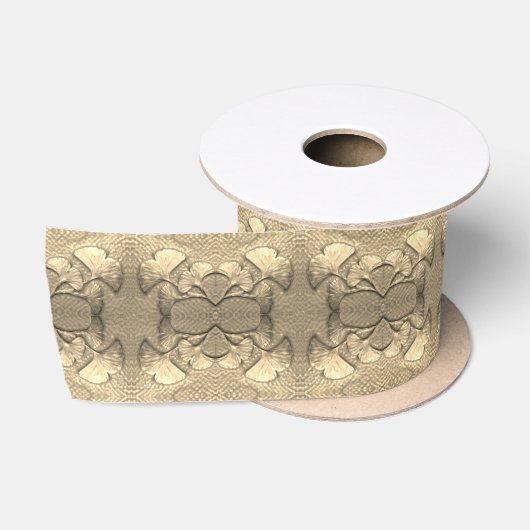 Golden Gingko Blätter 3" Satinband (Spule)