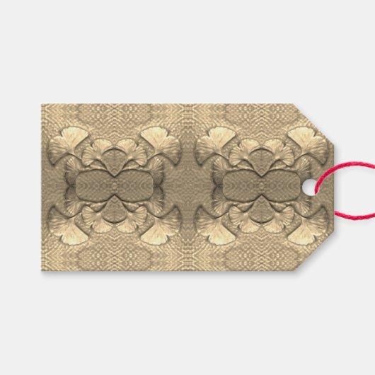 Golden Gingko Blätter Geschenktag Geschenkanhänger (Vorderseite (Horizontal))