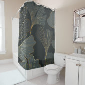 Golden Ginkgo: Luxuriöser floraler Deko. Duschvorhang (Beispiel)