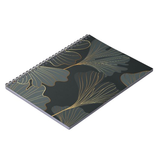 Golden Ginkgo: Luxuriöser floraler Deko. Notizblock (Linke Seite)