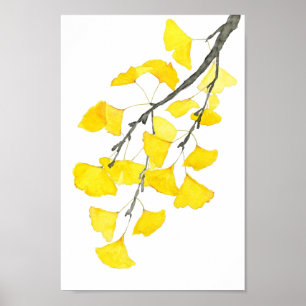 Golden Ginkgo Wasserfarbe Poster
