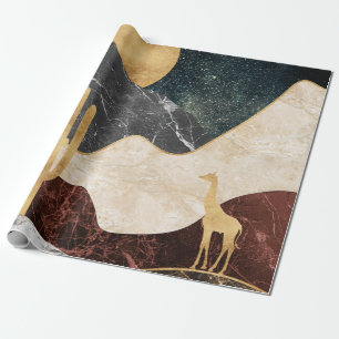 Golden Giraffe Wüste Landschaft & Marmorberg Geschenkpapier