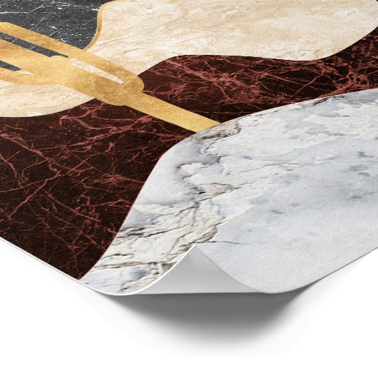 Golden Giraffe Wüste Landschaft & Marmorberg Poster (Ecke)