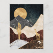 Golden Giraffe Wüste Landschaft & Marmorberg Postkarte (Vorderseite)