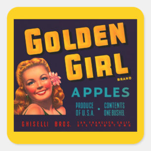 Golden Girl Äpfel Quadratischer Aufkleber