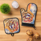 GOLDEN GIRL chow Ofenhandschuh & Topflappen-Set (Oben Unten)