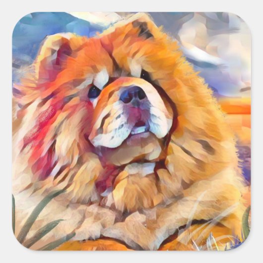 GOLDEN GIRL Chow Quadrat Aufkleber (Vorderseite)