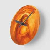 Golden Girl Holding Light Warm Protective Art Runde Wanduhr (Winkel)