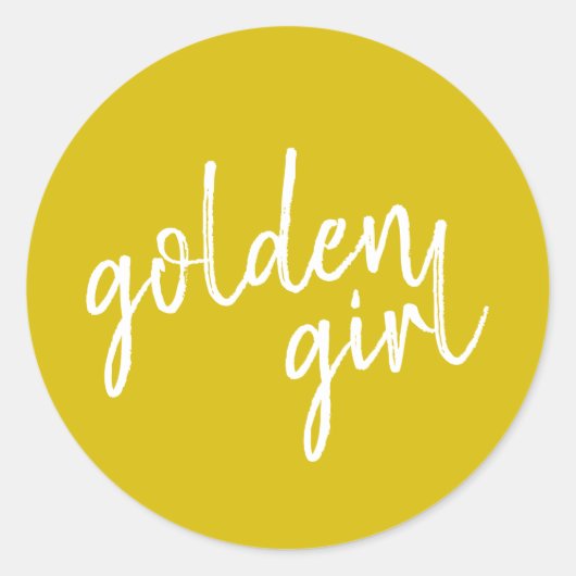 Golden Girl | Modern Gold Script Runder Aufkleber (Vorderseite)