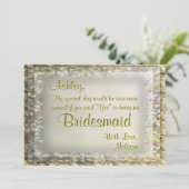 Golden Glam Bridesmaid Einladung (Stehend Vorderseite)
