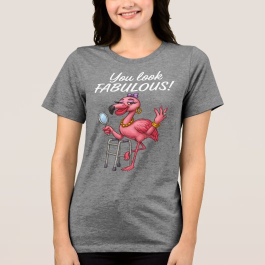 Golden Glam Flamingo Tri-Blend Shirt (Vorderseite)