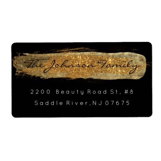 Golden Glam Funkelnd Glitzer Schwarzer Pinselstric (Vorne)