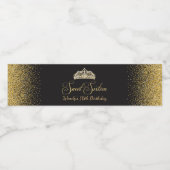 Golden, Glam Glitzer, Sweet 16 Wasserflaschenetikett (Einzelnes Label)