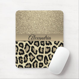 Golden Glam Leopard Print Mousepad