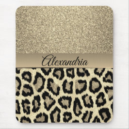 Golden Glam Leopard Print Mousepad