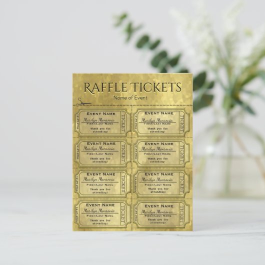 Golden Glam Raffle Karten (Stehend Vorderseite)