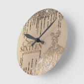 Golden Glamour Glitzer Spark Tropfen Süß 16 Geburt Runde Wanduhr (Winkel)