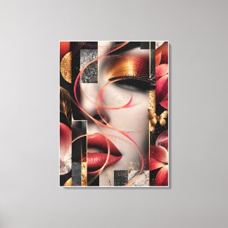 Golden Glamour Woman Collage Art Leinwanddruck