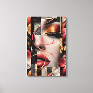 Golden Glamour Woman Collage Art Leinwanddruck