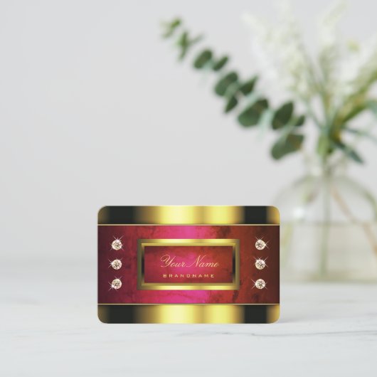 Golden glamourös mit Rotem Marmor und Imitaten Dia Visitenkarte (Stehend Vorderseite)