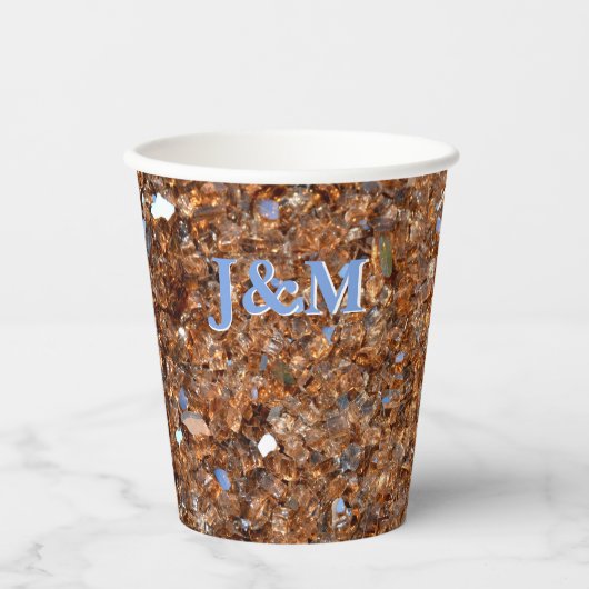 Golden Glass Bronze mit Initialen Pappbecher (Vorderseite)