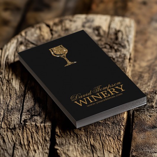 Golden Glass Wine Maker Sommelier Black Card Visitenkarte